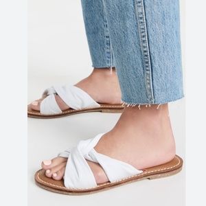 New Soludos Women's White Leather Clara Beach Slide Size 10
